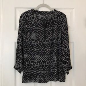 Madewell Lace-Up Peasant Top in Geometric Print